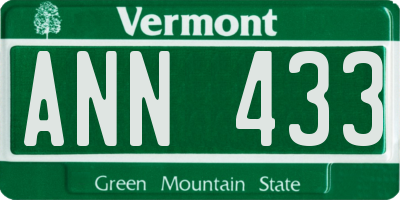 VT license plate ANN433