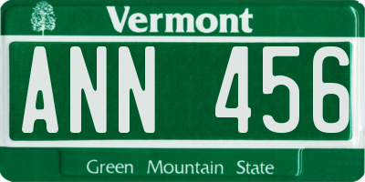 VT license plate ANN456
