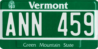 VT license plate ANN459