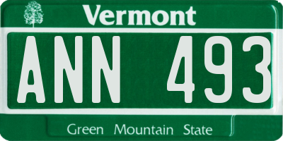 VT license plate ANN493