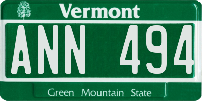 VT license plate ANN494