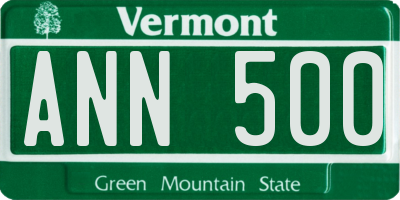 VT license plate ANN500