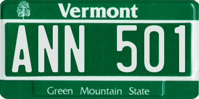 VT license plate ANN501