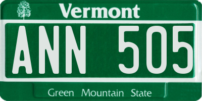 VT license plate ANN505
