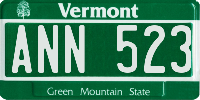 VT license plate ANN523