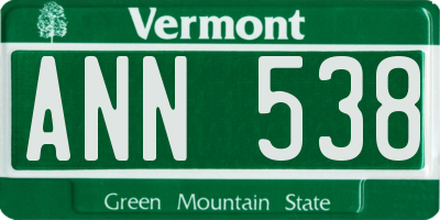 VT license plate ANN538