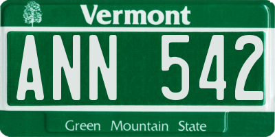 VT license plate ANN542