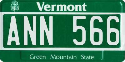 VT license plate ANN566