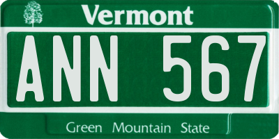 VT license plate ANN567