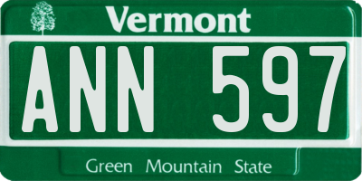 VT license plate ANN597