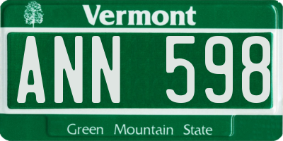 VT license plate ANN598