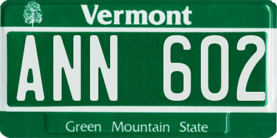 VT license plate ANN602