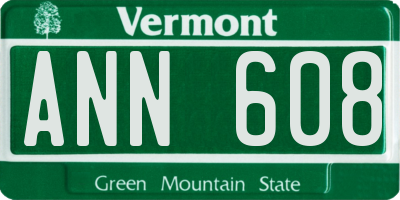 VT license plate ANN608