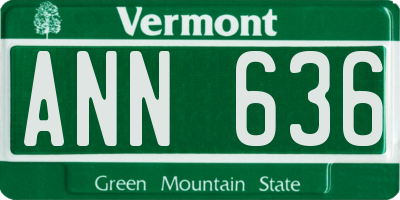 VT license plate ANN636