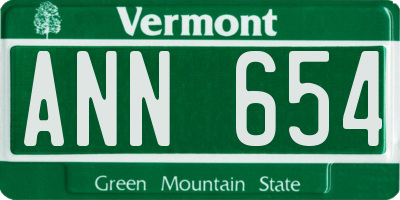 VT license plate ANN654