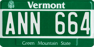 VT license plate ANN664