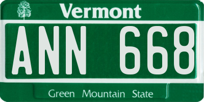 VT license plate ANN668