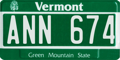 VT license plate ANN674