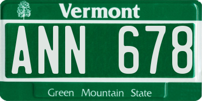 VT license plate ANN678