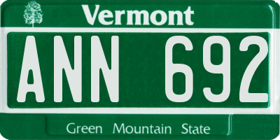 VT license plate ANN692
