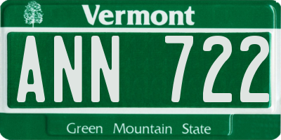VT license plate ANN722