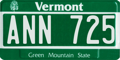 VT license plate ANN725