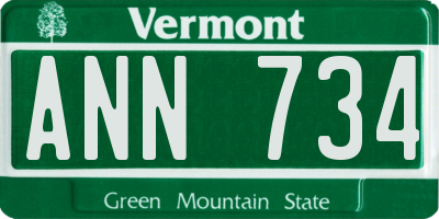 VT license plate ANN734