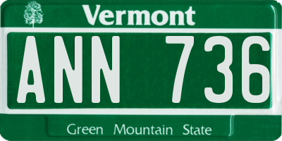 VT license plate ANN736