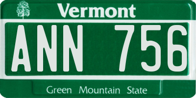 VT license plate ANN756