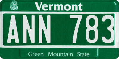 VT license plate ANN783