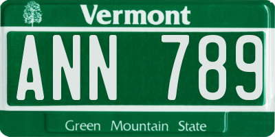 VT license plate ANN789