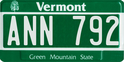 VT license plate ANN792