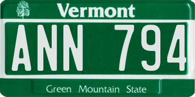 VT license plate ANN794