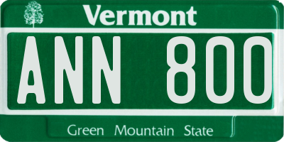 VT license plate ANN800