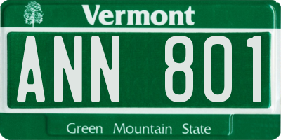 VT license plate ANN801