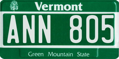 VT license plate ANN805