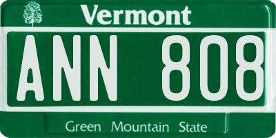 VT license plate ANN808
