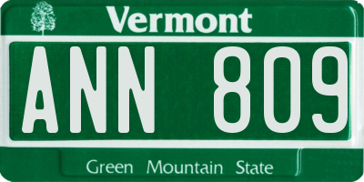 VT license plate ANN809
