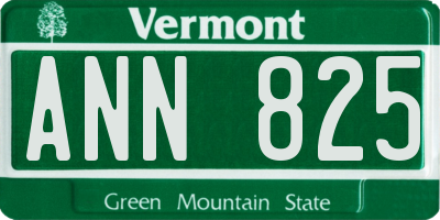 VT license plate ANN825