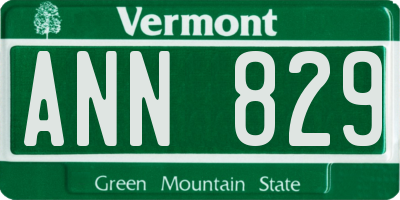 VT license plate ANN829