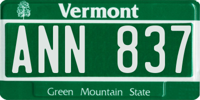 VT license plate ANN837