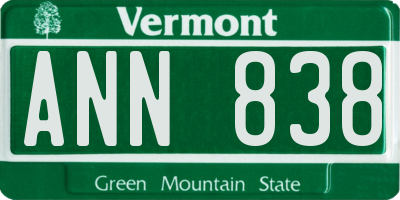 VT license plate ANN838