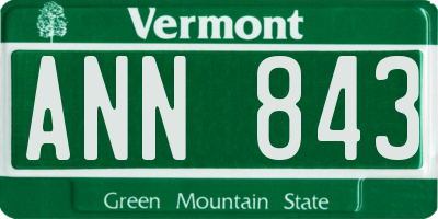 VT license plate ANN843