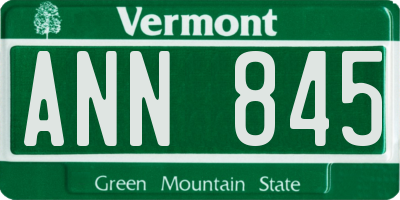 VT license plate ANN845