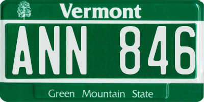 VT license plate ANN846