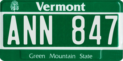 VT license plate ANN847