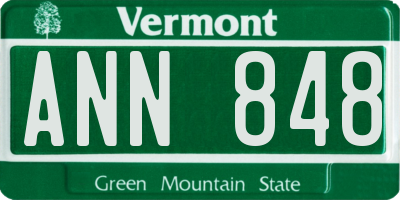 VT license plate ANN848