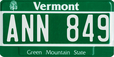 VT license plate ANN849