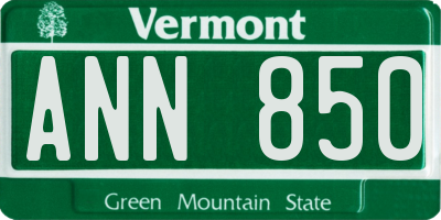 VT license plate ANN850