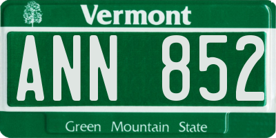 VT license plate ANN852